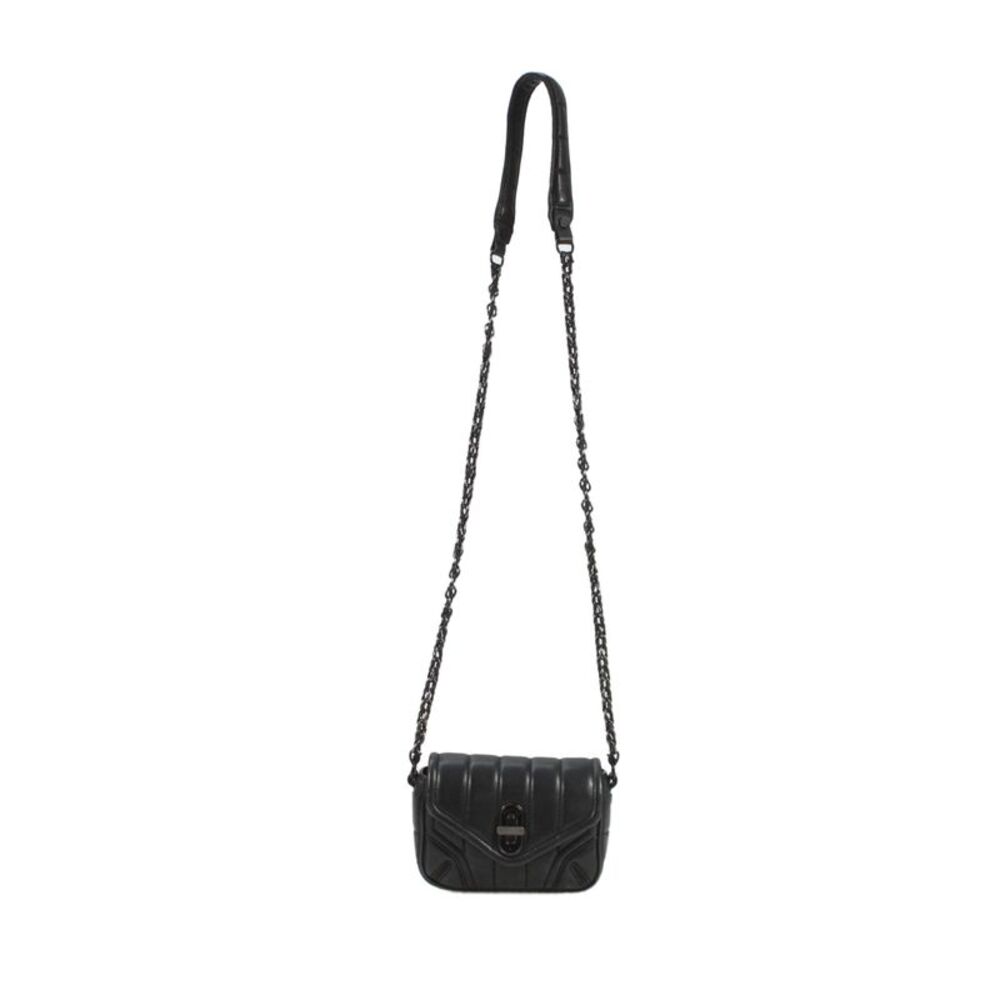 Rag & Bone Womens Leather Turn Lock Chain Strap Small Crossbody Handbag Black